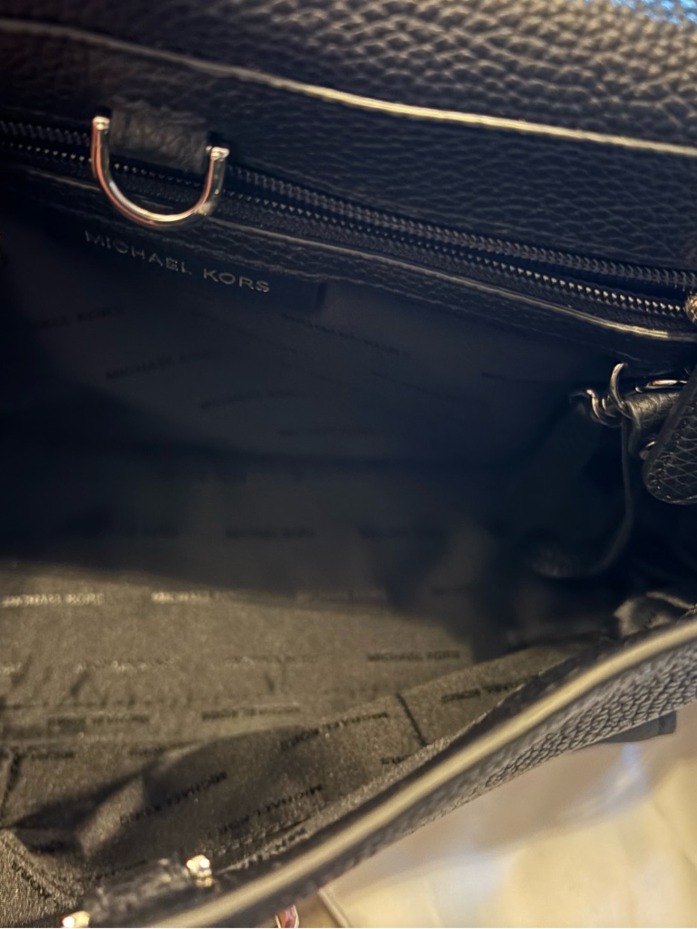 Michael Kors Floral Black and White Pebbled Leather Crossbody - Picture 13 of 14